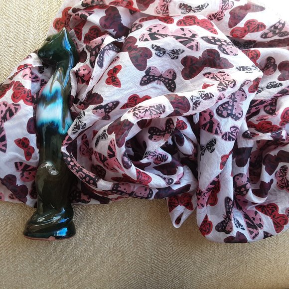 Antibes Blanc 100% Silk Scarf, Butterflies | New! - Picture 2 of 10